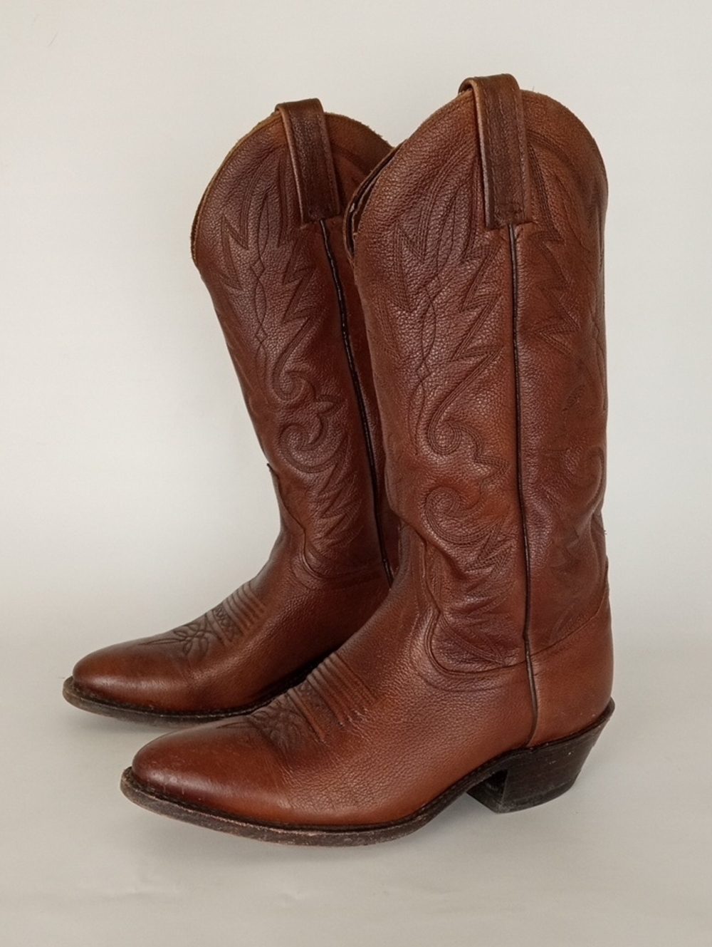 Dan Post Cowboy Boots Cognac Brown Leather Western Mens Size 7 - Picture 2 of 10